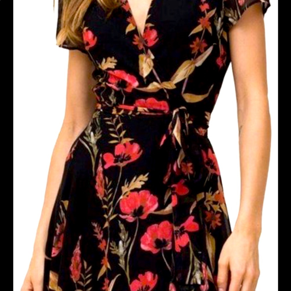Yumi Kim black floral wrap dress